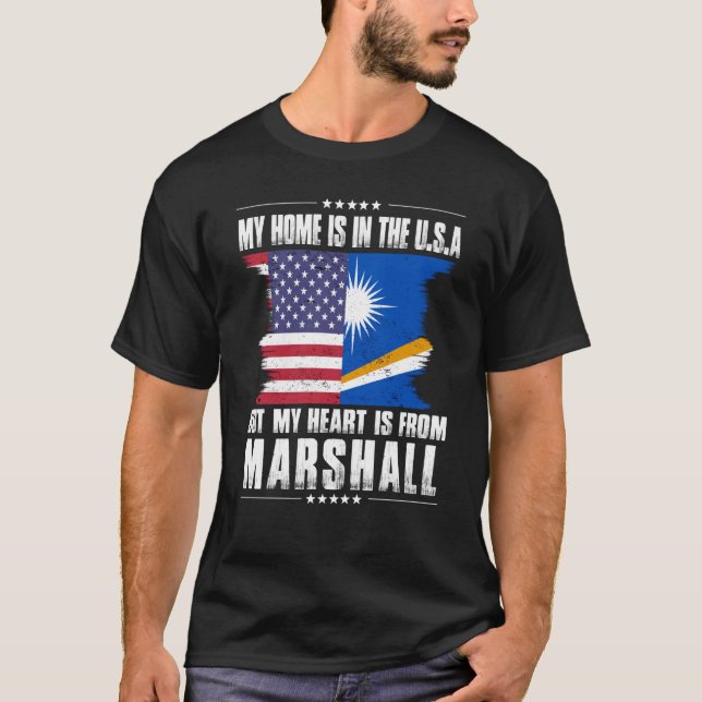 T-shirt Îles Marshall Patriot Américain Grosse Maison Coeu (Devant)