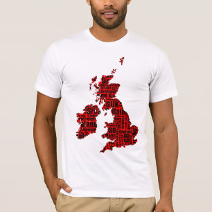 T-shirt Îles typographiques britanniques - Rouge et Noir.