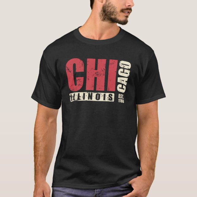 T-shirt Illinois Chicago USA America State (Devant)
