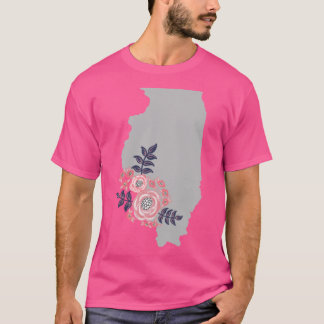 T-shirt Illinois Home State Floral Bouquet