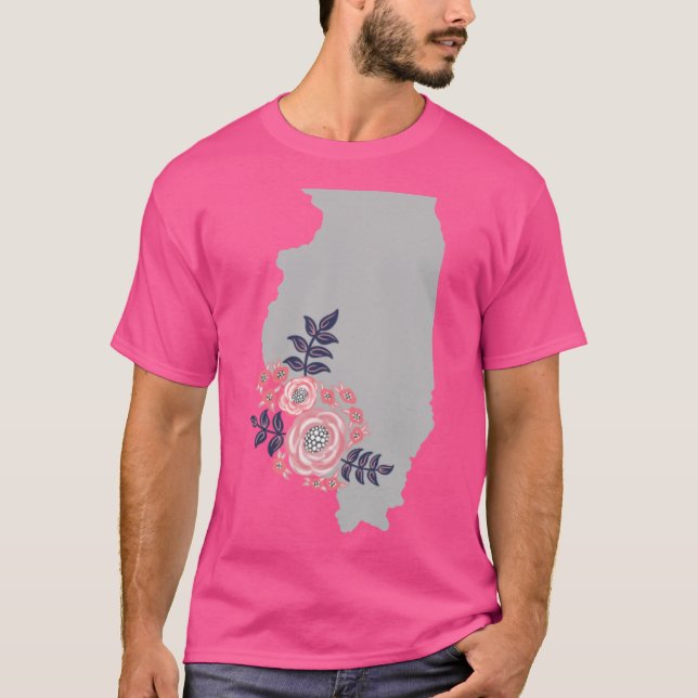 T-shirt Illinois Home State Floral Bouquet (Devant)
