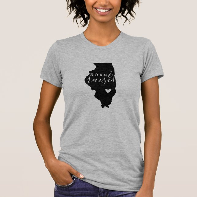 T-shirt Illinois né et élevé l'état Tee (Devant)