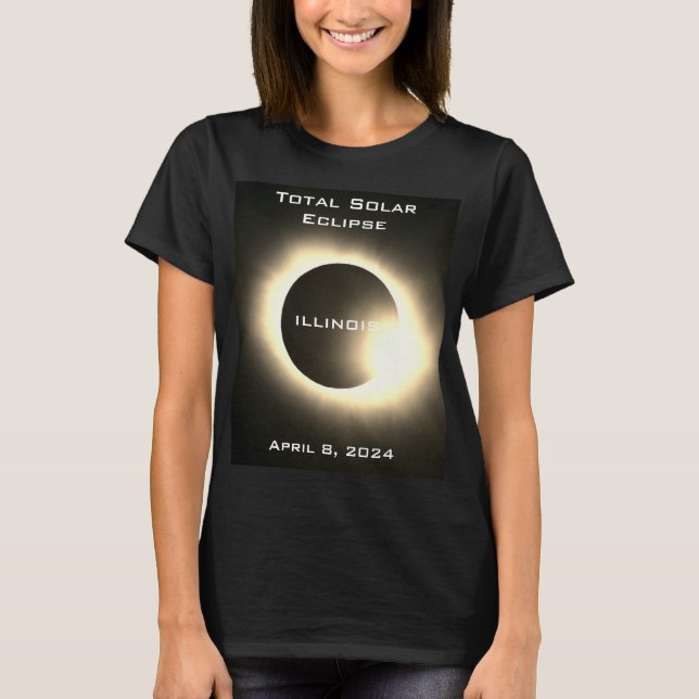 T-shirt ILLINOIS Total éclipse solaire 8 avril 2024 (Devant)