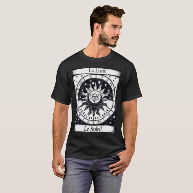 T-shirt Illuminati d'astrologie Sun et de lune (Devant entier)