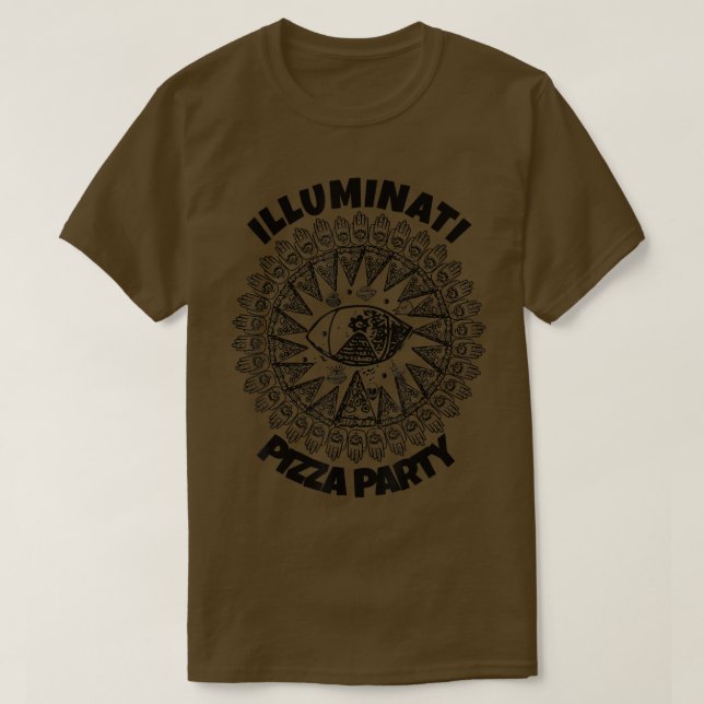 T-shirt Illuminati Pizza Party Food Conspiracy Théorie T 4 (Design devant)