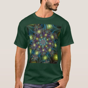 T-shirt Illuminé Abstrait brillant Turquoise violet Fracta
