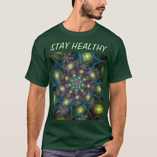 T-shirt Illuminé Abstrait brillant Turquoise violet Fracta (Devant)
