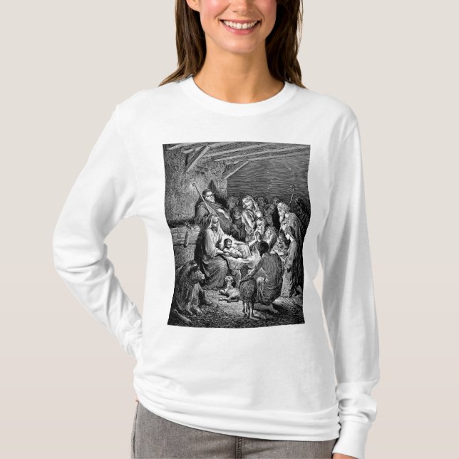 T-shirt Illustrated Christmas Nativity Scene (Devant)