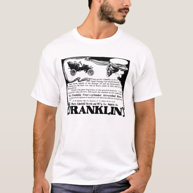 T-shirt Illustration 1905 d'automobile de Franklin (Devant)