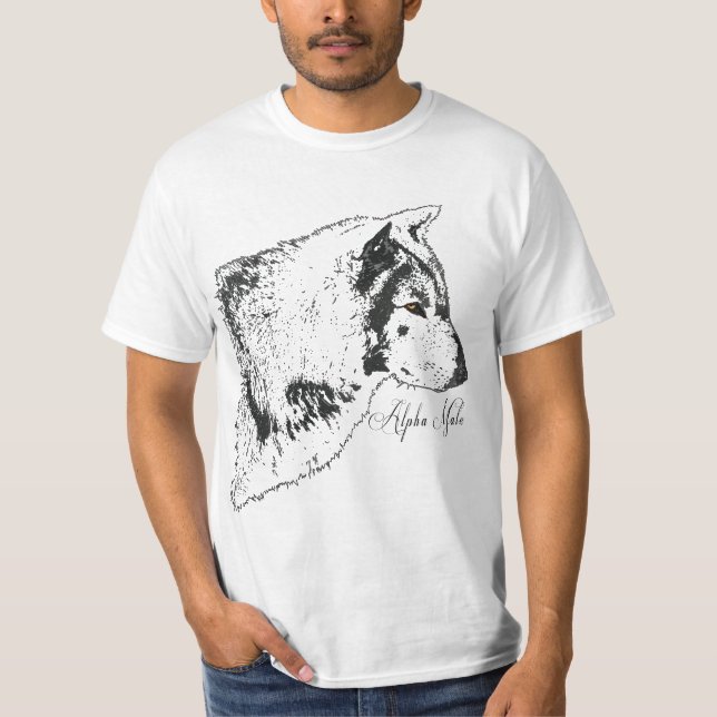 T-shirt Illustration Alpha Grey Wolf Wildlife (Devant)