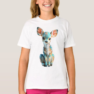 T-shirt Illustration aquarelle de faon tacheté coloré pour