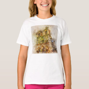 T-shirt Illustration aquarelle Notre-Dame Cathédrale Paris