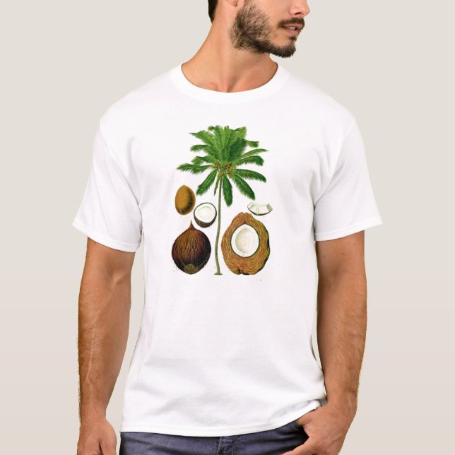 T-shirt Illustration botanique d'arbre de noix de coco (Devant)