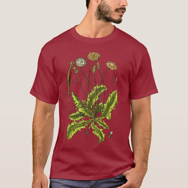 T-shirt Illustration botanique de pissenlit (Devant)