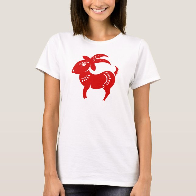 T-SHIRT ILLUSTRATION CHINOISE DE LA CHÈVRE PAPERCUT DE (Devant)