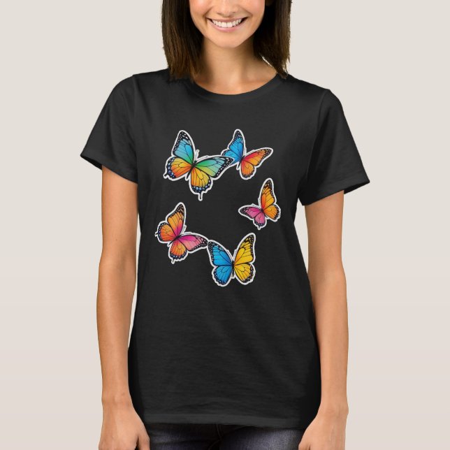 T-shirt Illustration colorée de papillon (Devant)