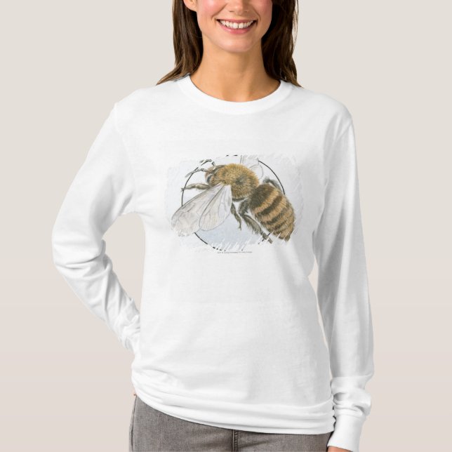 T-shirt Illustration d'abeille européenne de miel (Devant)
