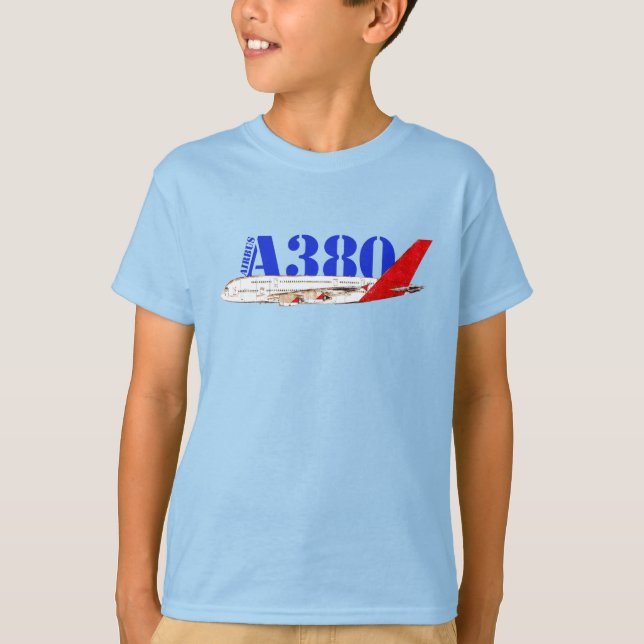 T-shirt Illustration d'Airbus A380 avec design de queue ro (Devant)