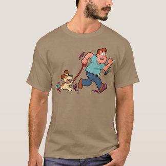 T-shirt Illustration d'amis de scène de poursuite animée