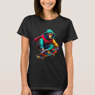 T-shirt Illustration d'art de macaque funky cool en skateb