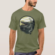 Illustration d'art des marais d'un alligator féroc