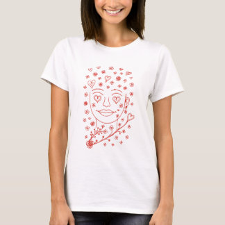 T-shirt Illustration d'art en ligne romantique dessinée à 