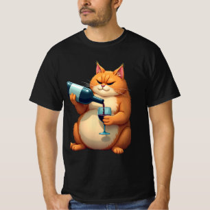 T-shirt Illustration d'art moderne de chat ivre de luxe