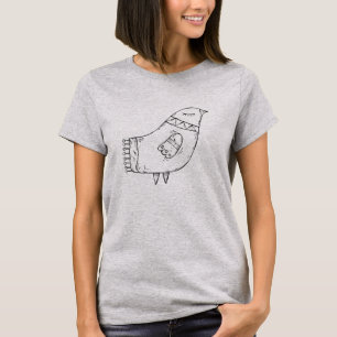 T-shirt Illustration d'art populaire aux oiseaux