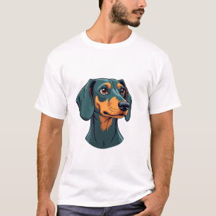 T-shirt Illustration d'art rétro de portrait de teckel vin