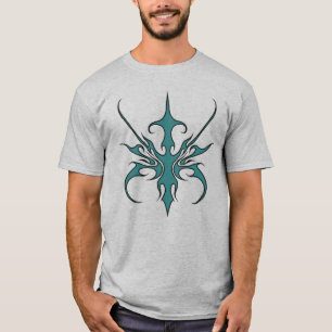 T-shirt Illustration d'art tribal aquamarine féroce en lig