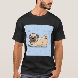 T-shirt Illustration de bande dessinée de pug détendu mign