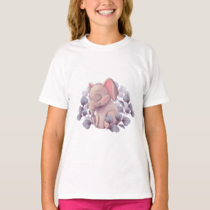 T-shirt Illustration de bébé éléphant mignon endormi avec