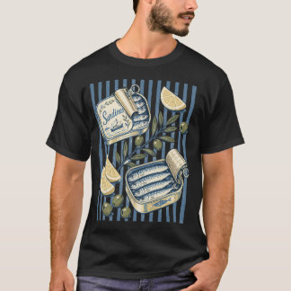 T-shirt Illustration de boîte de sardines vintage