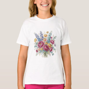 T-shirt Illustration de bouquet floral à l'aquarelle éléga