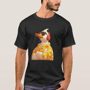 T-shirt Illustration de canard jaune hipster musique drôle