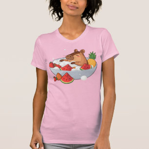 T-shirt Illustration de capybara mignon dans un bain de fr