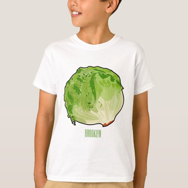 T-shirt Illustration de caricature de laitue (Devant)