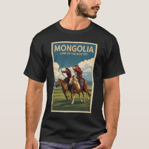 T-shirt Illustration de cavaliers de Mongolie Art de voyag
