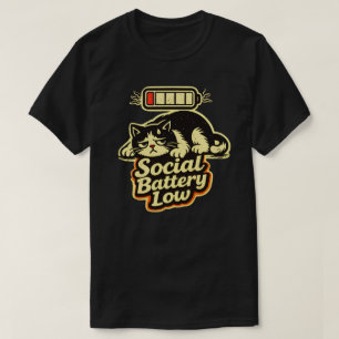 T-shirt Illustration de chat à batterie sociale minimale f
