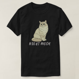 T-shirt Illustration de chat confortable en mode nuit mini
