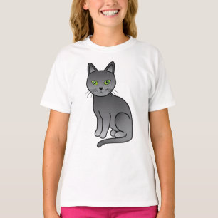 T-shirt Illustration de chat de dessin animé mignon bleu r