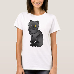T-shirt Illustration de chat de dessin animé persan noir m