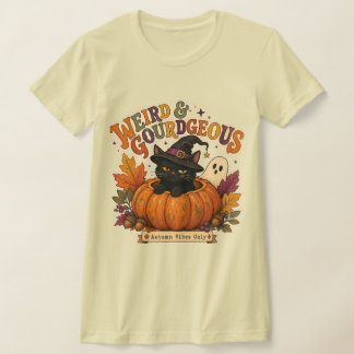 T-shirt Illustration de chat de pumpkin Weird et Gourdgeou