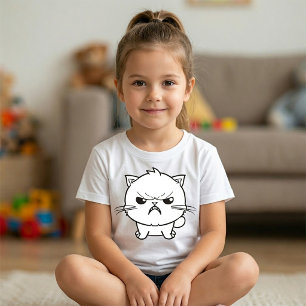 T-Shirt Illustration de chat en colère et qui crache en li