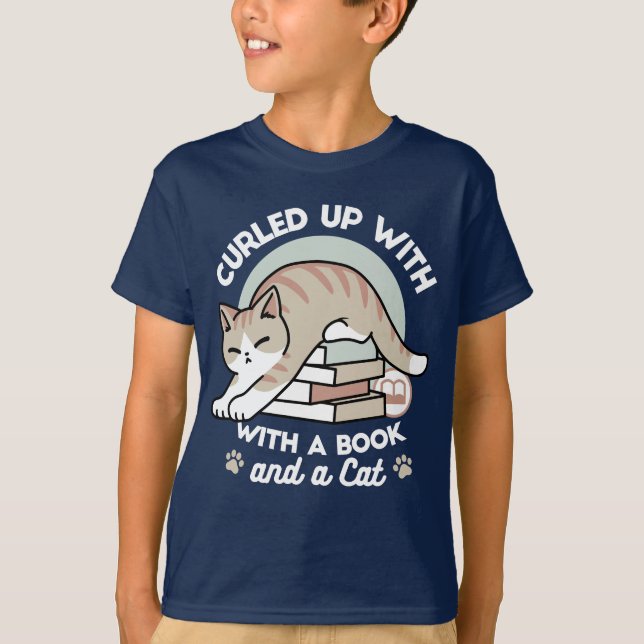 T-shirt Illustration de chat Lover - Curled Up & Cosy (Devant)