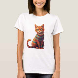 T-shirt Illustration de chat mignon à motifs dans un style