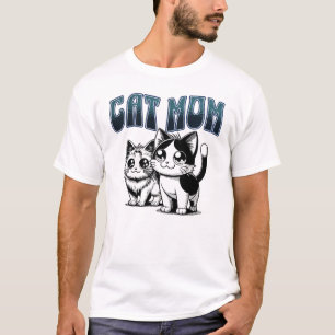 T-shirt Illustration de chat mignon floral rétro pour mama