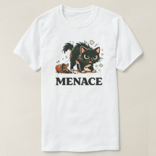 T-shirt Illustration de chat noir menaçant et drôle de cha