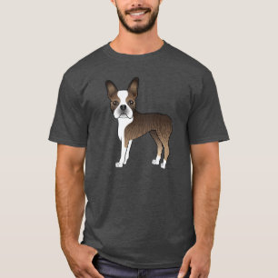 T-shirt Illustration de chien Boston Terrier Bringé et Bla
