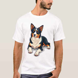 T-shirt Illustration de chien portrait Border Collie trico